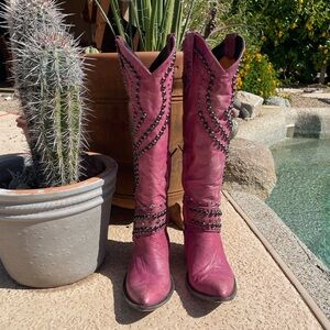 Old Gringo Belinda Pink /Purple 18" Boots Size 8.5